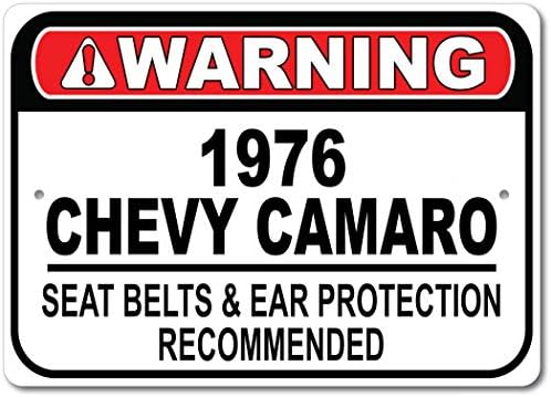 1976 76 חגורת בטיחות שברולט קמארו מומלצת שלט רכב מהיר, שלט מוסך מתכת, עיצוב קיר, שלט מכונית GM - 10x14