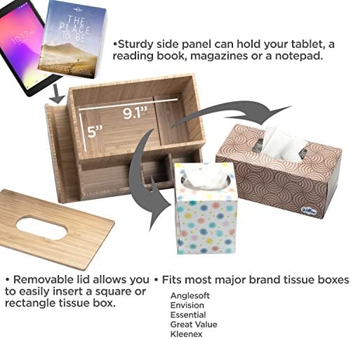 MobileVision Bamboo Bampue Box ומארגן מעמד טאבלט לחדר שינה ושולחן עבודה; תאים מחזיקים טלפונים של טלפונים שלט
