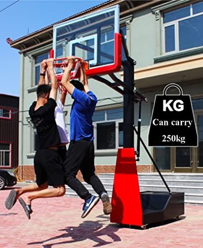 מקורה חיצוני למבוגרים כדורסל חישוק, נייד ניתן להרמת דאנק מערכת, אלומיניום סגסוגת קרש גב ופלדה