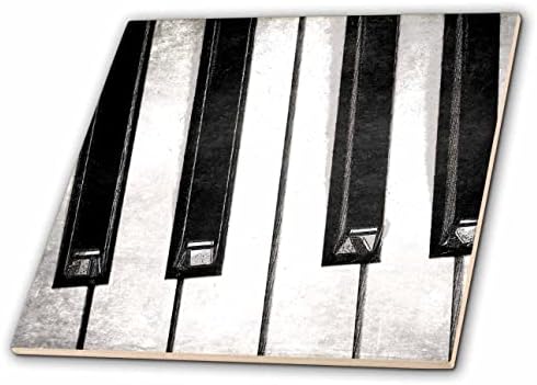 3רוז מסוגנן דיגיטלית צילום מקרוב של מקשי פסנתר בשחור לבן. - אריחים