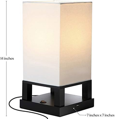 מנורת שולחן קומפקטית לחדר שינה, סלון-מנורת שידה אסייתית מודרנית עם מסגרת עץ - נורה לד, אור רך-שחור