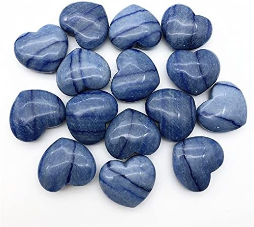 Seewoode AG216 2 חתיכות כחול טבעי צורת לב אוונטורין אבני צ'אקרה מגולפות רייקי ריפוי ריפוי אבן טבעית ומינה