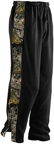 מכנסי טרנינג של דגי דגי דגים שחורים - מכנסי מחנה שבועיים של גברים עם כיסים ופתחי רגליים עם רוכסן