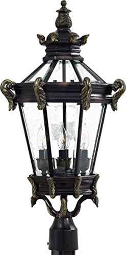 מינקה לייברי אורות פוסט חיצוניים 8936-95, סטרטפורד הול אלומיניום מתקן תאורה חיצוני, 160 וואט, מורשת