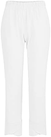 בורבנד נשים קיץ כותנה שקיק פשתן קצוץ מכנסי עבודה מזדמנים חוף רופף יוגה יוגה מכנסיים פלוס S-6xl בגודל