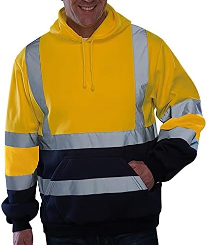 קפוצ'ונים לבטיחות של XXBR לגברים, עבודות כביש נראות גבוהה סוודר שרוול ארוך סווטשירט סווטשירט צמרות