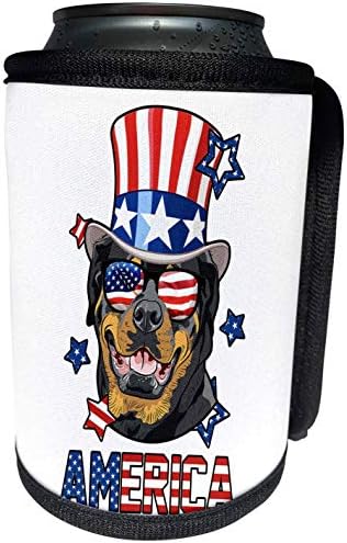 3drose - כלבים אמריקאים פטריוטיים - רוטווילר עם משקפי שמש אמריקאיים לדגל ואמריקה של Tophat Dog