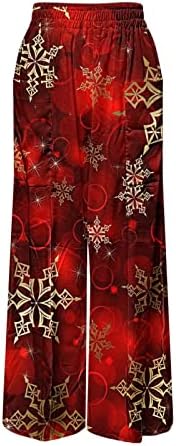 מכנסי זיעה במותניים גבוהות לחג המולד נשים סינץ 'רצים תחתונים עם כיסים מכנסי טרקלין
