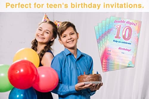 הזמנות ליום הולדת עשירי, ספרות כפולות נושא הזמנות למסיבת יום הולדת לילדים לבנים, מילוי מסיבת יום