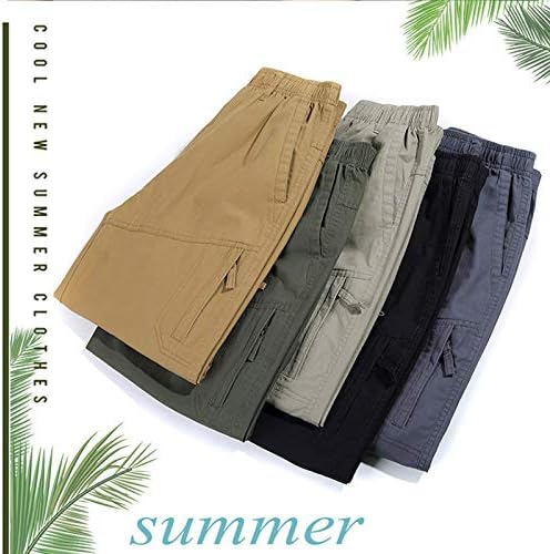 מכנסי כיס חמים ומכנסיים כושר בצבע אחיד מזדמן ספורט ספורט פיתוח גוף מכנסי קיץ קצרים מכנסי מטען מתאימים