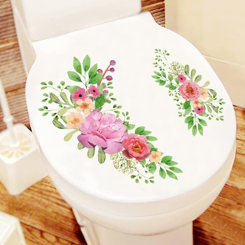 מדבקות פרחים מדבקה קיר פרח עמיד למים שפירית אמבטיה כיסוי שירותים מדבקה מדבקה ויניל דבק עצמי ציור קיר נשלף
