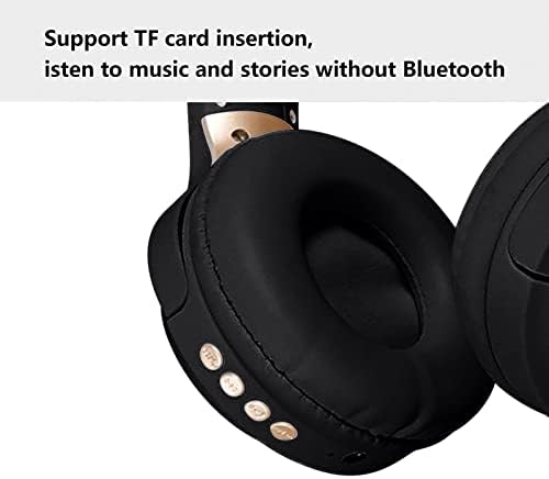 אוזניות Bluetooth מעל האוזן, אוזניות אלחוטיות ומתקפלות קוויות מיקרופון מובנה, FM, חריץ כרטיס מיקרו