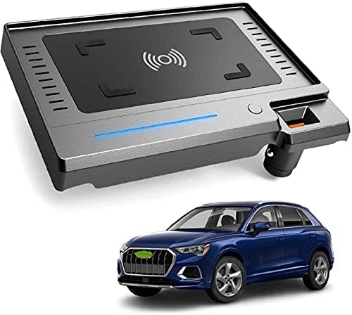 מטען אלחוטי לרכב, עבור A-ADI Q3 2019-2021 עם QC3.0 יציאת USB 15W QI טעינה מהירה טעינה טעינה טלפון כרית לוח
