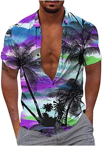 פאנקי הוואי חולצה לגברים 2023 מזדמן כפתור למטה חולצה קיץ קצר שרוול גברים של חולצה כושר רופף חג חוף חולצות