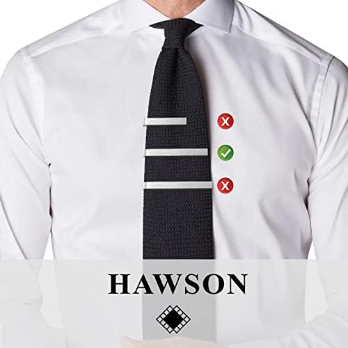 הוסון 2.2 אינץ עניבת קליפים עבור גברים של רגיל עניבת אריזת מתנה, עניבת בר & מגבר; סיכות סט עבור עניבה בשחור