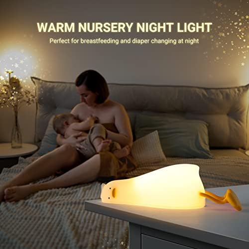 אור לילה לילדים חמוד שוכב ברווז מנורת לילה מנורת חדר שינה תינוק משתלת לילה אורות נטענת לד המיטה