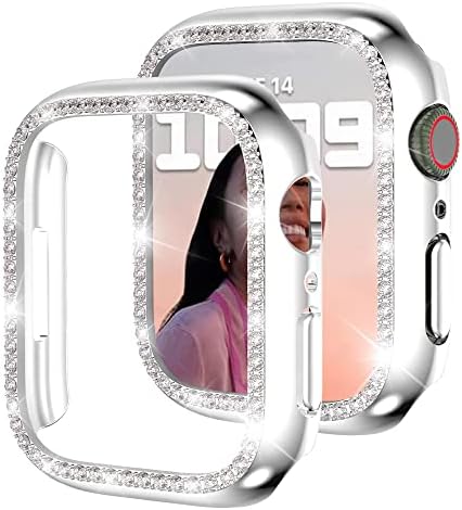 מארז JOMITVP תואם לסדרת Apple Watch 8/7 41 ממ, מחשב קשה Bling Rhinestone ציפוי ציפוי שעון כיסוי
