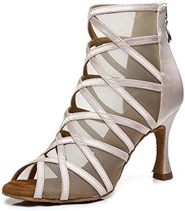 Hroyl Open Toe Boots Dancing Bouts נעלי ריקוד לטיני אולם נשפים לטינית למסיבת אולם נשפים לחתונה, Model-445