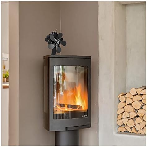 שחור 4 להבי בית תנור מאוורר 5 להבי חום מופעל מאוורר יעיל חום הפצה עבור עץ / יומן צורב בית חם