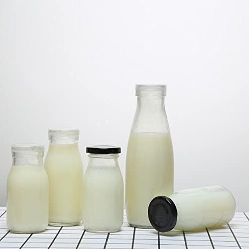 Zerodeko 4 יחידות שיק חוסן עמידות בקבוקי חלב שקופים עמידים בקבוקי חלב זכוכית בקבוקי יוגורט בקבוקי