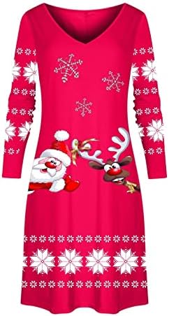 שמלות חג מולד לנשים פלוס גודל V צוואר עץ חג המולד שמלת קו בתוספת שמלת מסיבת לילה קוקטייל אלגנטית