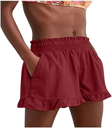מכנסיים קצרים של UQrzau לנשים מכנסיים קצרים מותניים גבוהים כפתור מזדמן רוכסן רגל רחב רגל קצרים רופפים