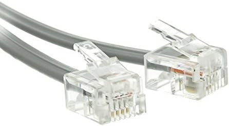 כבלים כבלים כבל טלפון 2 רגליים לקול, מחברים מצופים זהב RJ11, 6P / 4C, לבן, 28AWG, הפוך, כבל טלפון
