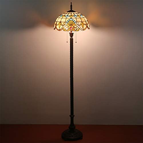 מנורת רצפה עומדת בסגנון טיפאני, מנורה לאור רצפת זכוכית קלזית קלאסית, מנורת קריאה רצפה בגודל 63
