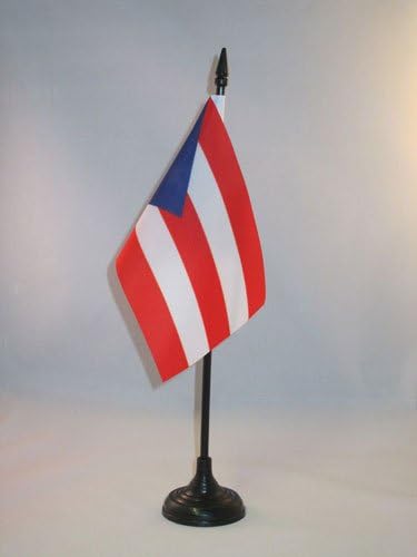 דגל AZ דגל פוארטו ריקו דגל 4 '' x 6 '' - דגל שולחן פוארטו ריקני 15 x 10 סמ - מקל פלסטיק שחור ובסיס