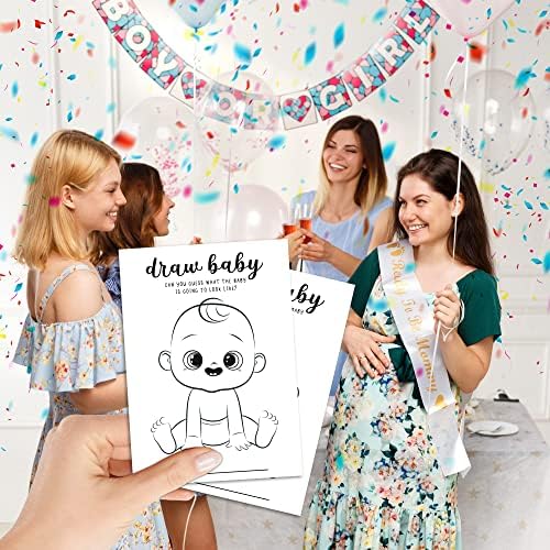 צייר משחקי מקלחת לתינוקות, מגדר ילד או ילדה חושף משחק מסיבות - ציוד פעילויות למסיבות מקלחת לתינוק