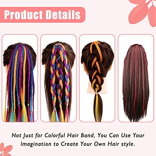 צבעוני צמות שיער הרחבות עם גומי להקות 20 אינץ קשת קלוע סינטטי נוכריות קוקו שיער אביזרי עבור נשים