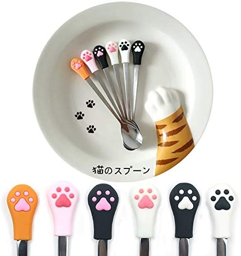 סיליקון ראש חתול כפת עיצוב נירוסטה קפה / תה / קינוח / לשתות / ערבוב / מילקשייק כפית כלי שולחן סכום גאדג