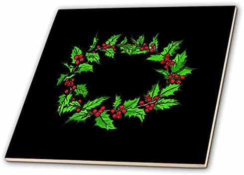 3 רוז חג המולד הולי זר וקטור אמנות על שחור-אריחים