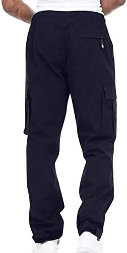 מכנסי מטען Ozmmyan לגברים מכנסיים מוצקים מזדמנים מרובים חיצוניים מכנסיים ארוכים מכנסיים מכנסיים