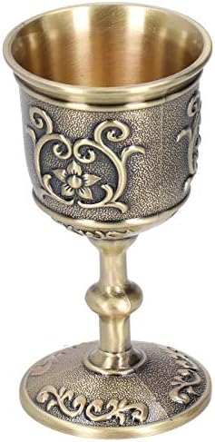 גביע יין גביע ברונזה, כוסות יין מיני וינטג ' מובלטות גביע יין גביע נחושת עם דוגמת פרחים, 2.9 על 1.5