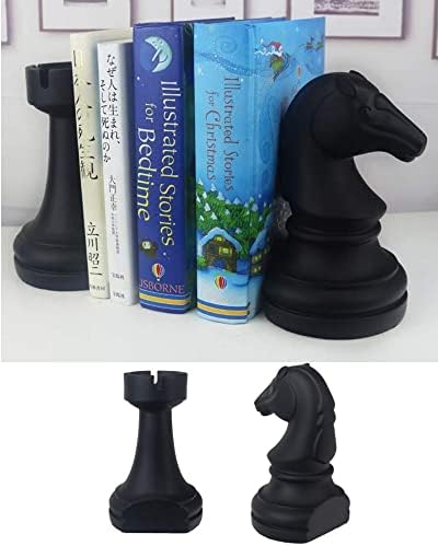דקורטיבי שחמט תומכי ספרים למדפים, ספר מסתיים דקורטיבי עבור משרד כבד ספרים, 7 על 7 על 4 סנטימטרים, שחור,1