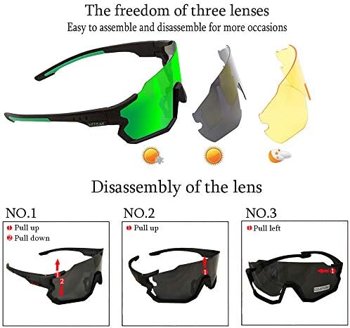 משקפי שמש מקוטבים משקפי שמש מקוטבים משקפי רכיבה על אופניים עם Lenes הניתנים לשינוי 3 מתאימים