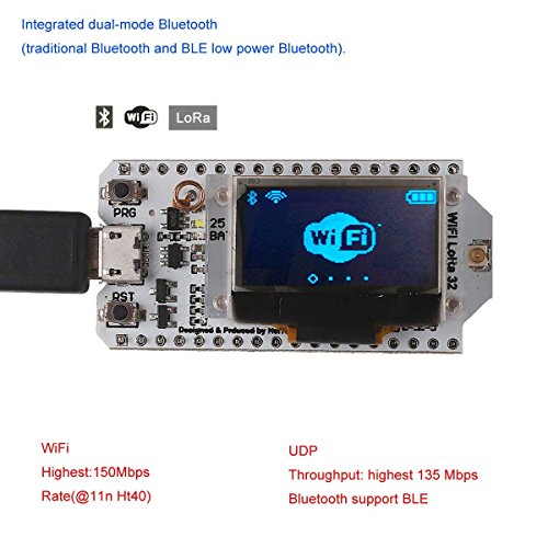 Hailege ESP32 LORA SX1276 0.96 אינץ 'OLED פיתוח לוח פיתוח WIFI Bluetooth Core Core 240MHz CP2102