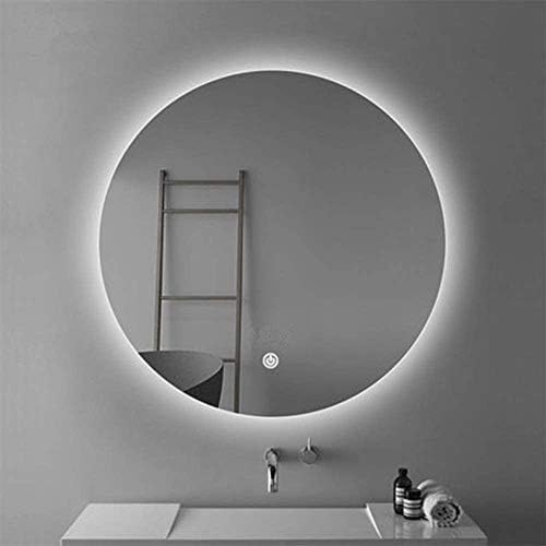 מראה חדר אמבטיה של הוקאי מראה עגולה עם תאורה אחורית מראה אור עגול רכוב קיר חכם עם מנורת מראה אור מגע