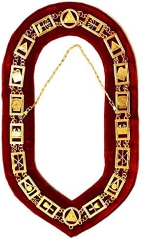 רויאל קשת-הבונים החופשיים שרשרת צווארון-זהב / כסף על אדום + משלוח מקרה