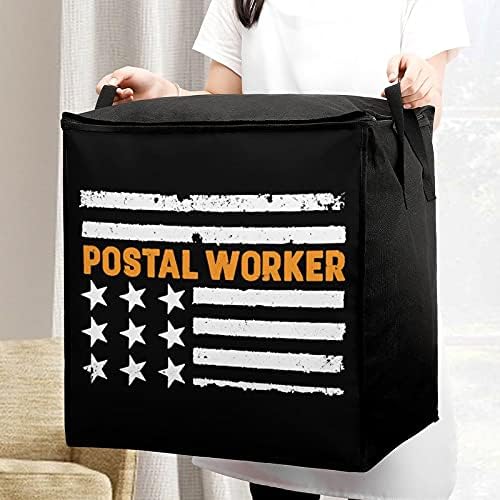 סניף דואר עובד דואר אמריקאי דגל אמריקאי שקית אחסון גדול מארגן תיבת רוכסן על גבי כרית בגדים