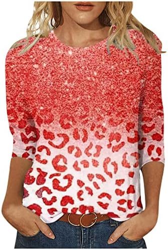 חולצות שרוול 3/4 מזדמנים לנשים בקיץ טיז גרפי חמוד צמרת צווארון רופף בכושר קל משקל נוח חולצה בסיסית