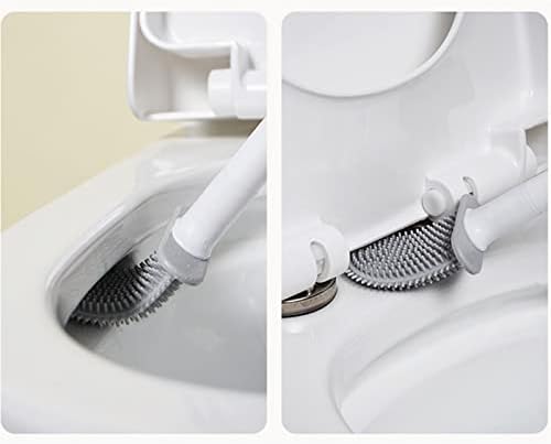 מנקה שירותים מברשת אסלה סיליקון ומחזיק מנקה להוכחת דליפת אמבטיה בסיס מזחלים גמישים מברשת עם מחזיק ייבוש