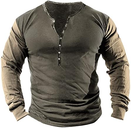 FFNMZC חולצות הנלי לגברים שאופנה שרוול ארוך סווטשירט סווטשירט קל משקל קל משקל כפתור טריקו