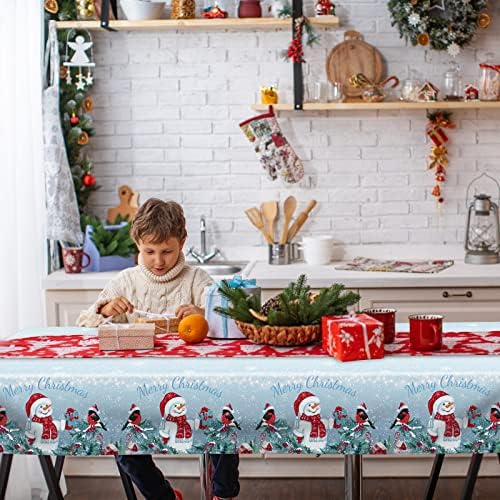 דורוני 2 מארז כיסויי שולחן מפת שולחן חג מולד שמח איש שלג חג המולד כיסוי שולחן פלסטיק עמיד למים בד שולחן פתית שלג
