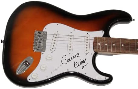 סלין דיון חתמה חתימה בגודל מלא פנדר סטראטוקסטר גיטרה חשמלית חתימה מלאה דואר עם ג 'יימס ספנס ג' יי. אס. איי אימות