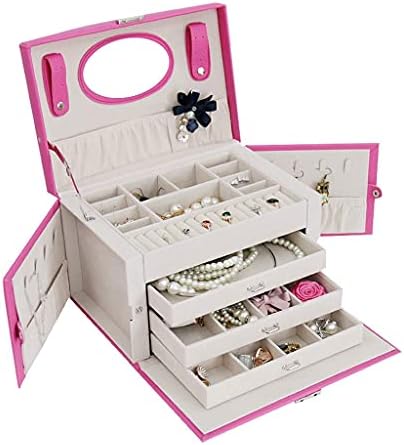 מארגן תכשיטים קופסא קופסת תכשיטים רב -פונקציונלית לעגילי עגבורים מארגן תכשיטים עם 3 מגירות מארז