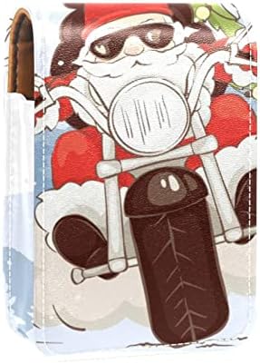 שפתון מקרה עם מראה חג המולד סנטה אופנוען גלוס מחזיק נייד שפתון אחסון תיבת נסיעות איפור תיק מיני עור קוסמטי פאוץ
