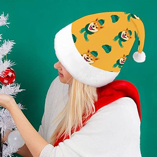 מצחיק שיבה אינו כלב מצחיק חג המולד כובע סנטה קלאוס כובעי קצר קטיפה עם לבן חפתים עבור חג המולד