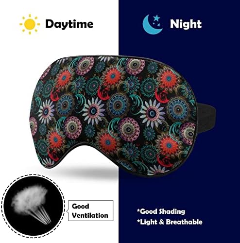 מנדלות פרחוניות דפוס דפוס מסכת עיניים אור חוסמת מסכת שינה עם רצועה מתכווננת לטיולים משמרת שינה